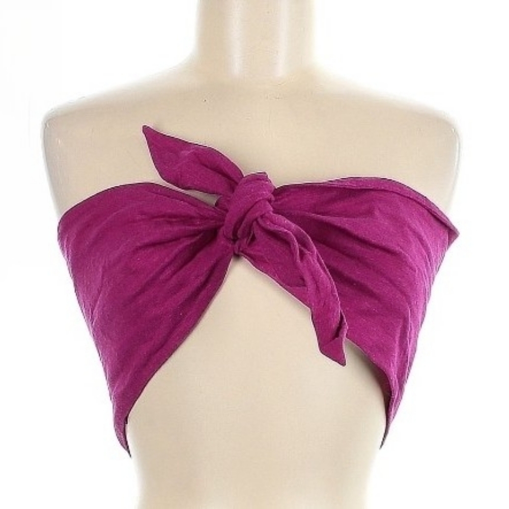 EXPRESS | Linen-Blend Tie Front Bandeau Top